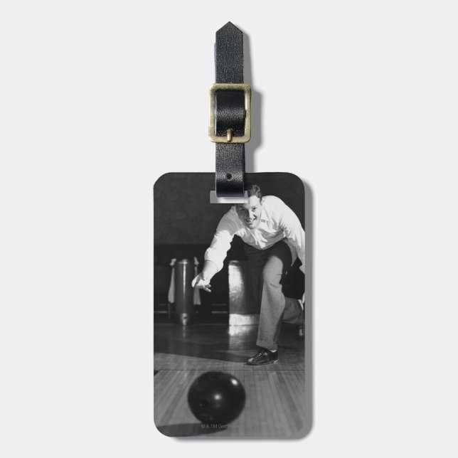 Man Bowling Luggage Tag (Front Vertical)