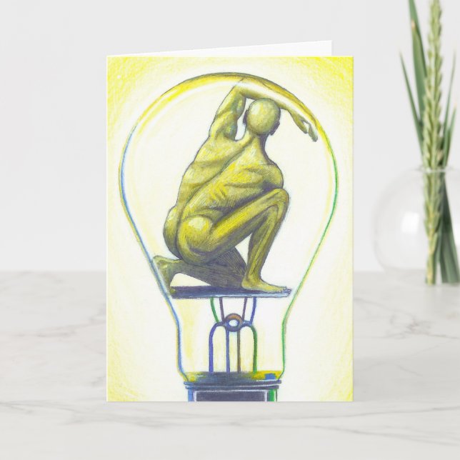 "Man Bulb" Surreal Art Notecard by Ashazart (Front)