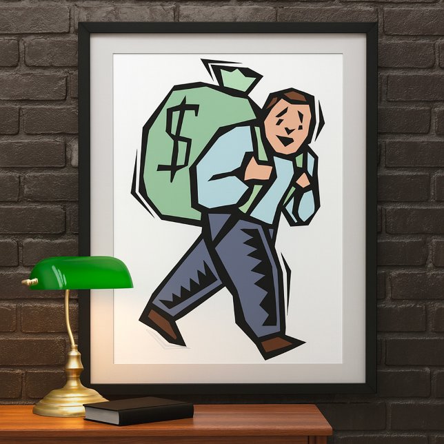Man Carrying Large Money Bag Poster (Creator Uploaded)