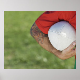 Man carrying rugby ball poster