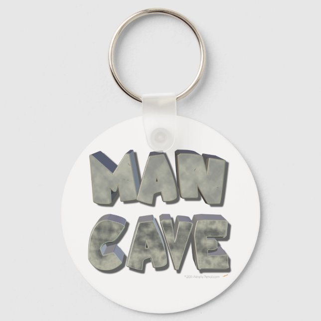 Man Cave 3D Stone Look Letters for Father or Him Key Ring (Front)