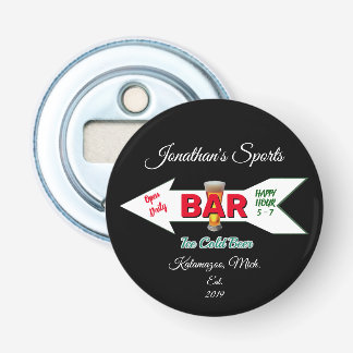 Man Cave Bar Beer Soda Button Magnetic Bottle Opener