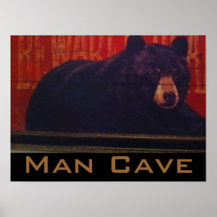 Man Cave Black Bear Poster