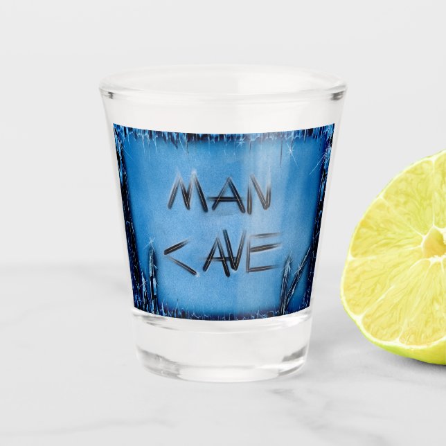 Man Cave Blue Crystals Shot Glass (Front)
