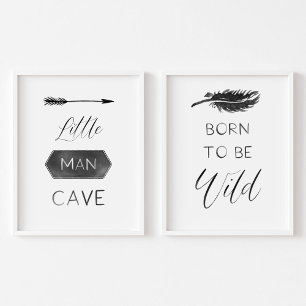 Man cave born to be wild black nursery poster