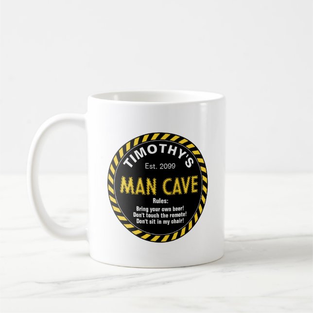  Man Cave Caution Tape Effect & Rules  Coffee Mug (Left)