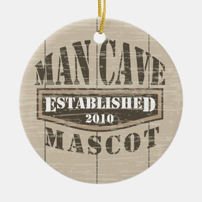 Man Cave Mascot - Established (add year) Ceramic Tree Decoration (Front)