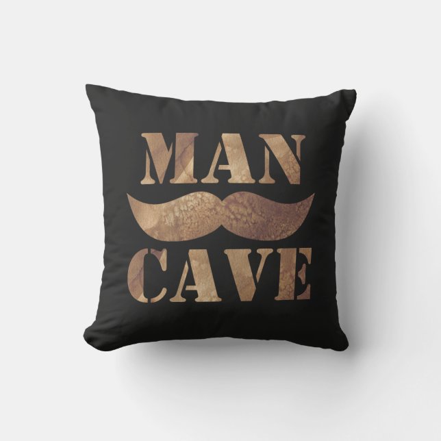 Man Cave (Moustache, black) Cushion (Front)