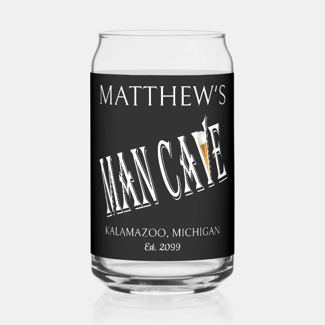 Man Cave Pub Beer Can Glasses Drinkware (Front)