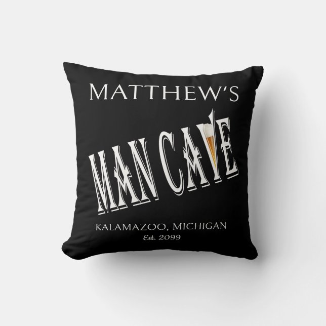Man Cave Pub Square Throw Pillow (Front)