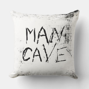 man cave quote pillow grunge style black and white