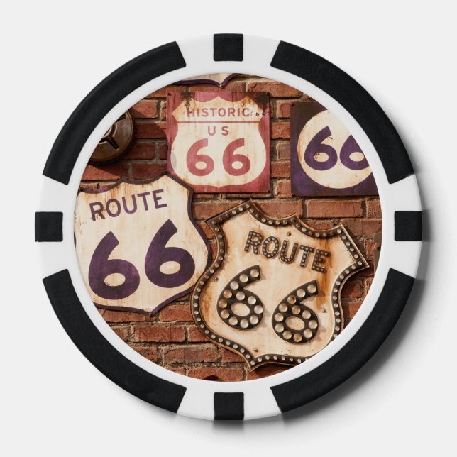 Man Cave Route 66 style 2 Poker Chips (Front)