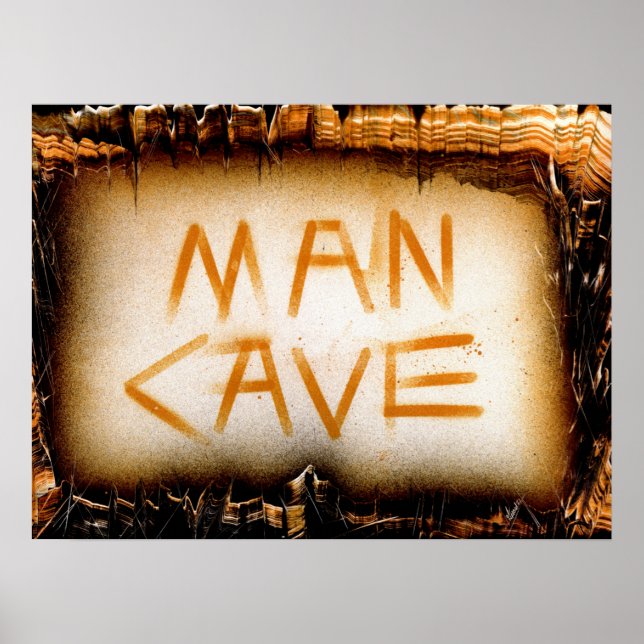 Man Cave Tan Slate Border Poster (Front)