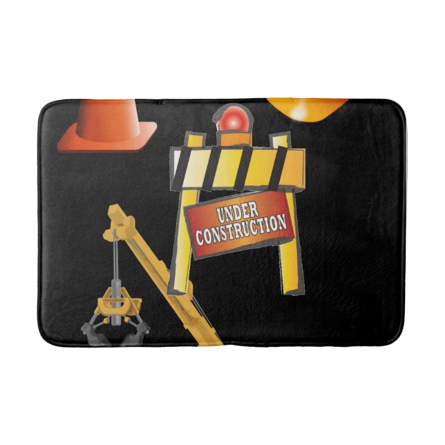 man cave under construction bathroom bathmat (Front)