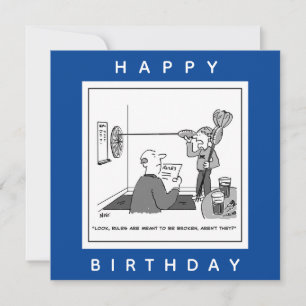 Man Cheating at Darts Cartoon Card