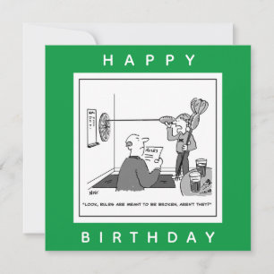 Man Cheating at Darts Cartoon Card