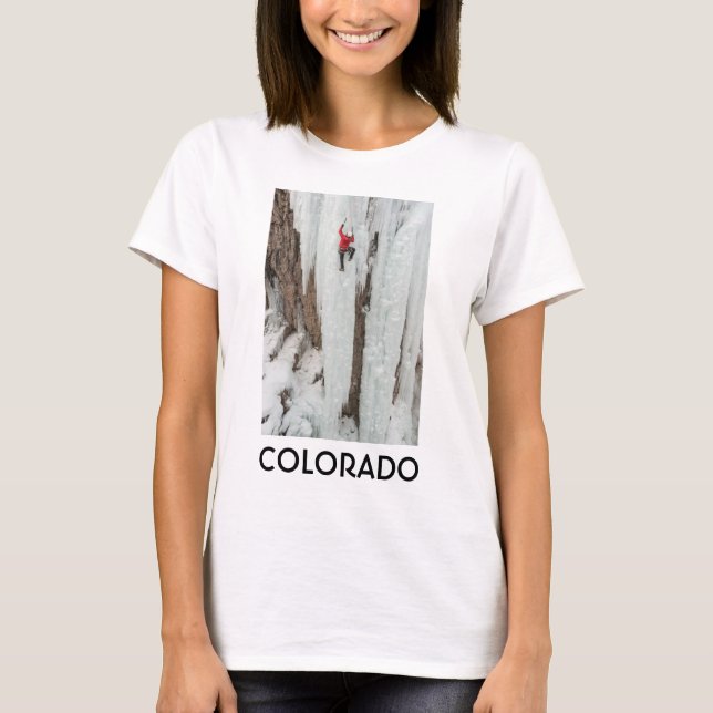 Man climbing ice, Colorado T-Shirt (Front)
