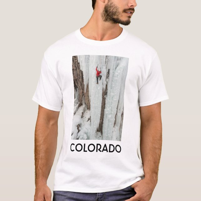 Man climbing ice, Colorado T-Shirt (Front)