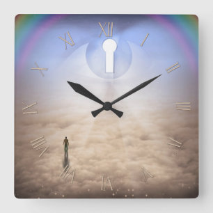 Man confronts his fate square wall clock