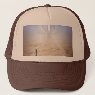 Man confronts his fate trucker hat