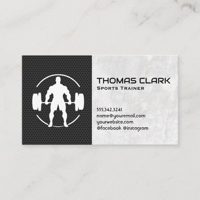 Man Deadlifting Heavy Weights Business Card (Front)