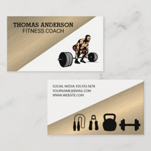 Man Deadlifting Weights Fitness Business Card