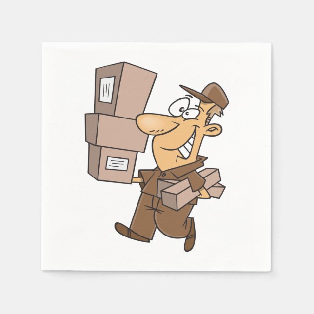 Man Delivering Parcels Napkins (Front)