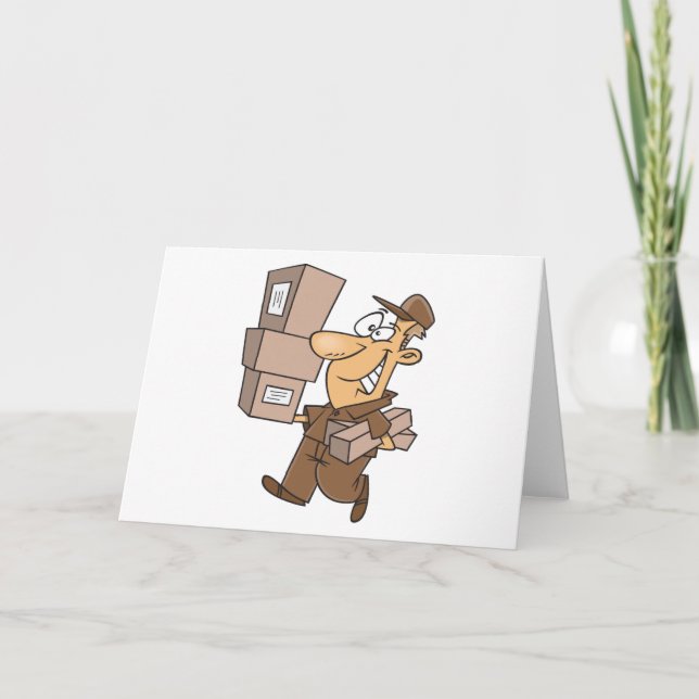 Man Delivering Parcels Thank You Card (Front)