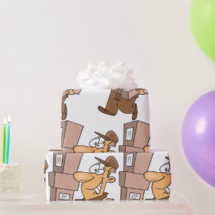 Man Delivering Parcels Wrapping Paper