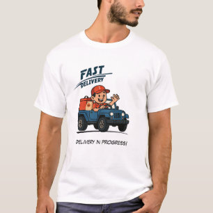 Man Delivery Driver Driving a  Blue Vehicle  T-Shirt