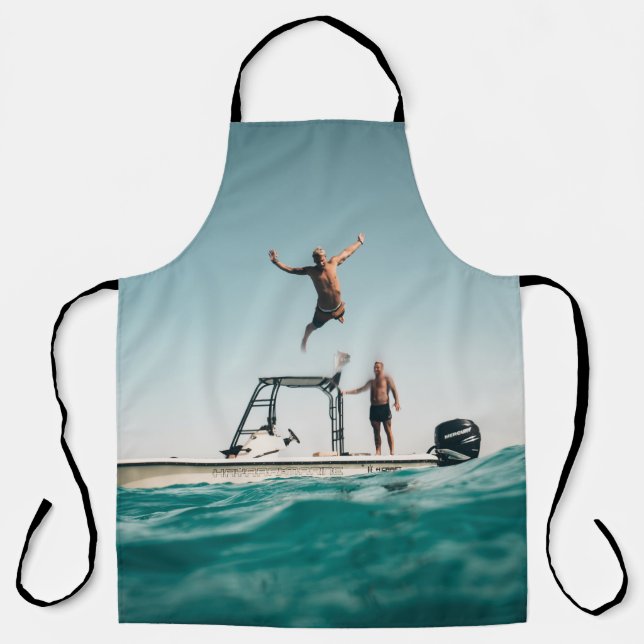 Man diving on pool apron (Front)
