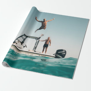 Man diving on pool wrapping paper