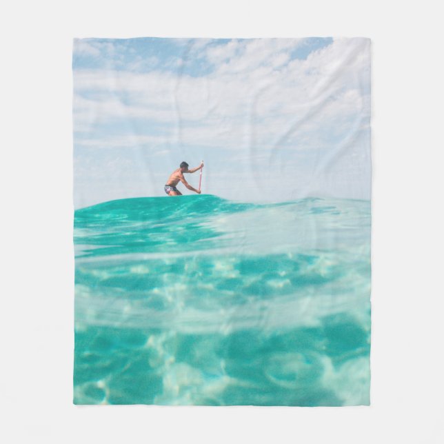 Man doing surfing fleece blanket (Front)