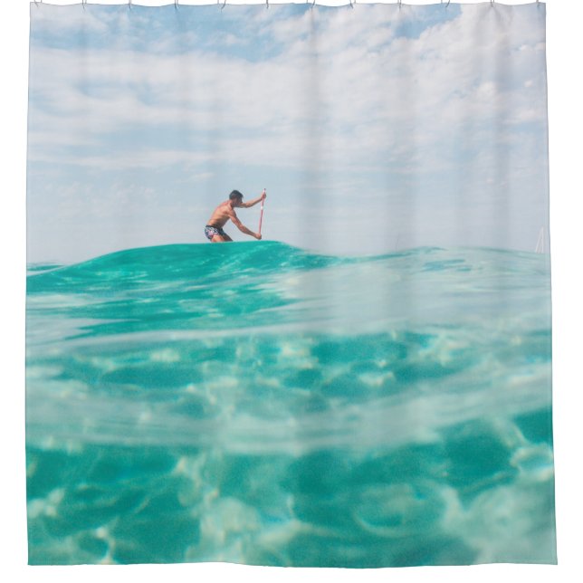 Man doing surfing shower curtain (Front)