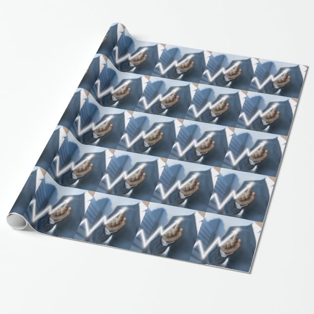 Man draws stock price touchscreen concept wrapping paper (Unrolled)
