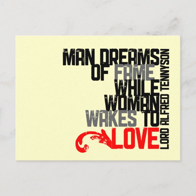 Man dreams of fame... typographic design postcard (Front)