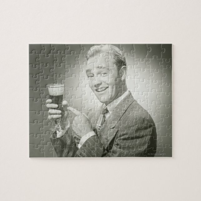 Man Drinking Jigsaw Puzzle (Horizontal)