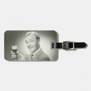 Man Drinking Luggage Tag