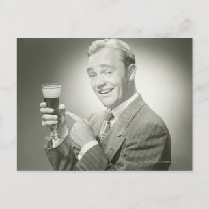 Man Drinking Postcard