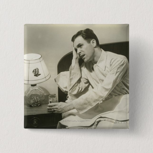 Man Drinking Water 15 Cm Square Badge (Front)