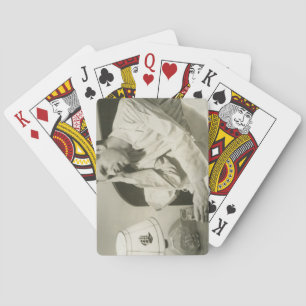 Man Drinking Water Playing Cards