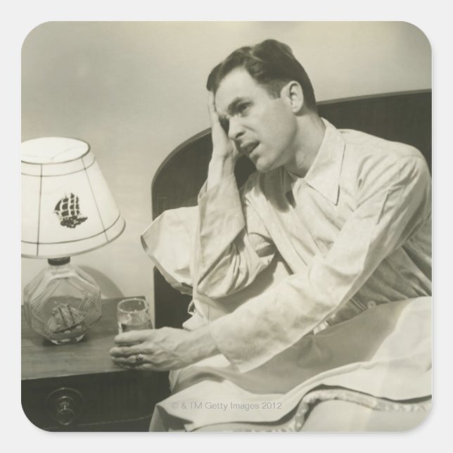 Man Drinking Water Square Sticker (Front)
