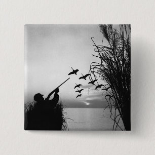Man Duck Hunting 15 Cm Square Badge