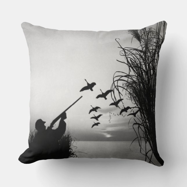Man Duck Hunting Cushion (Front)