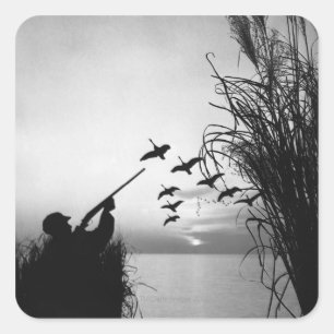 Man Duck Hunting Square Sticker