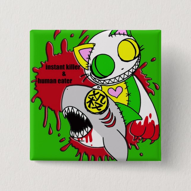 Man Eater and Instant Kill Green 15 Cm Square Badge (Front)