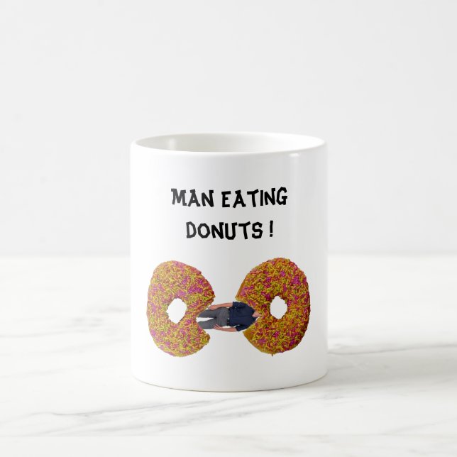 Man Eating Doughnuts  Coffee Mug (Center)