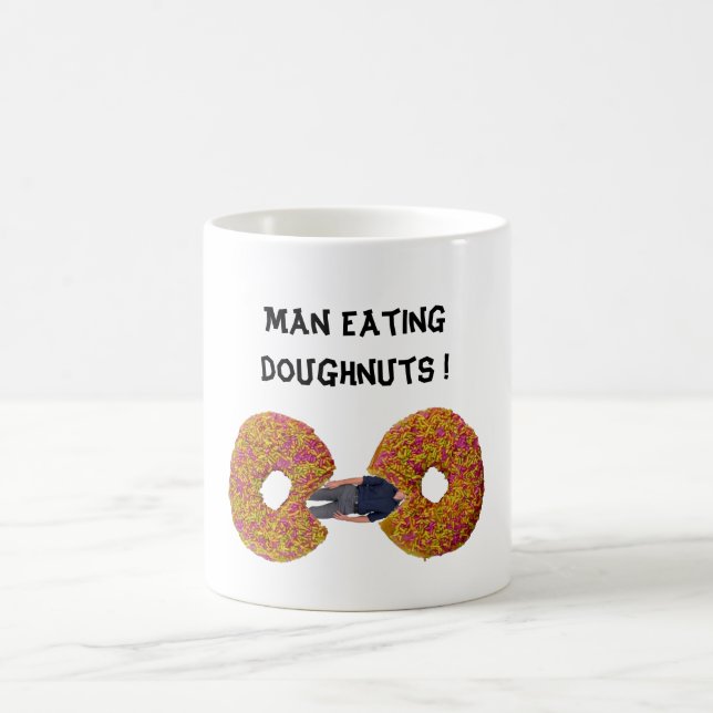 Man Eating Doughnuts  Coffee Mug (Center)