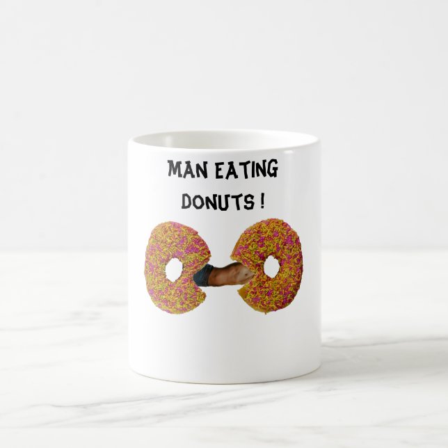 Man Eating Doughnuts !  Coffee Mug (Center)