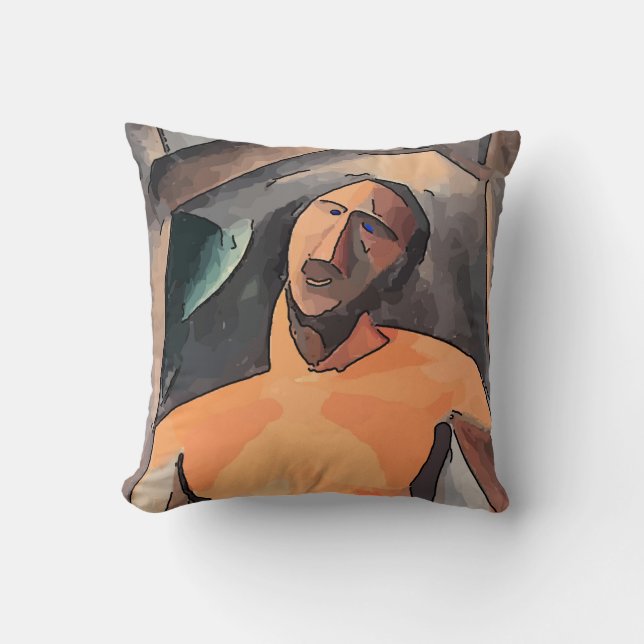 Man Face Abstract Cushion (Front)